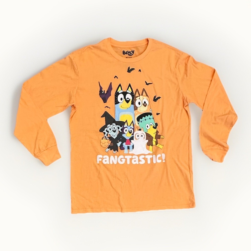Bluey Unisex Adult Halloween L/S Shirt, Orange, Medium, New Without Tags
